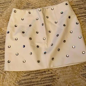 🌸Topshop White Faux Leather Skirt with Rhinestones🌸